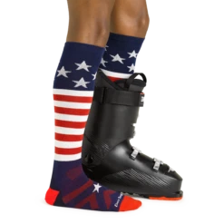 Men's Captain Stripe Over-the-Calf Lightweight Ski & Snowboard Sock -SummitStrider Gear 1815 Stars and Stripes Footwear