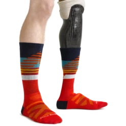 Men's Lillehammer Nordic Boot Lightweight Ski & Snowboard Sock -SummitStrider Gear 8032 Red Model Prosthetic