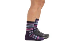 Darn Tough Decade Stripe Micro Crew Midweight Hiking Socks - Women's -SummitStrider Gear opplanet darn tough decade stripe micro crew midweight hiking sock womens blackberry small 1994 blackberry s darn av 2